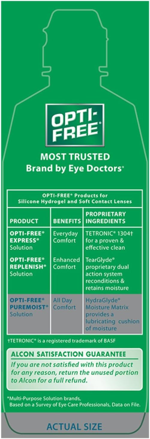 Opti-Free Puremoist Multi-Purpose Contact Lens Cleaning and Disinfecting Solution with Lens Case, 10 FL Oz